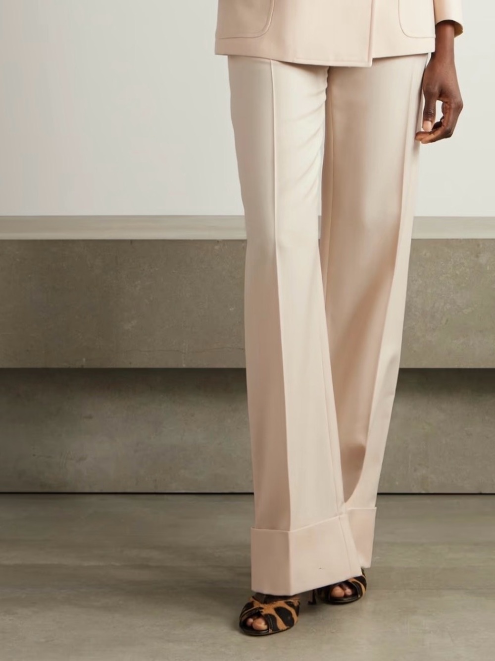 Valentino | Off-White Cuffed Wide-Leg Palazzo Pants, EU 40